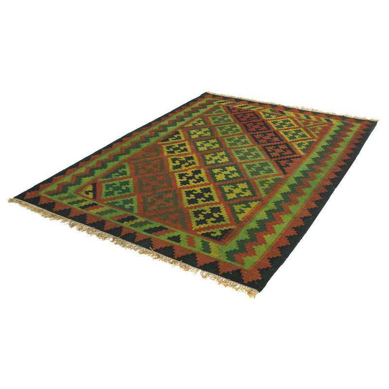 Kelim Carpet - orientalisk matta - 197 x 148 cm - mörkgrön