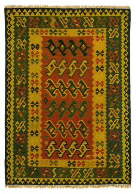 Kelim Carpet - orientalisk matta - 208 x 150 cm - mörkgrön