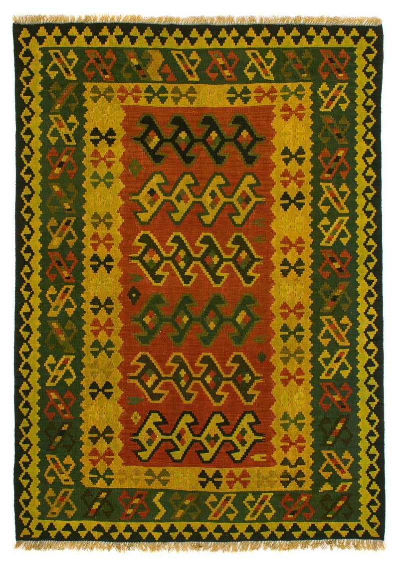 Kelim Carpet - orientalisk matta - 208 x 150 cm - mörkgrön