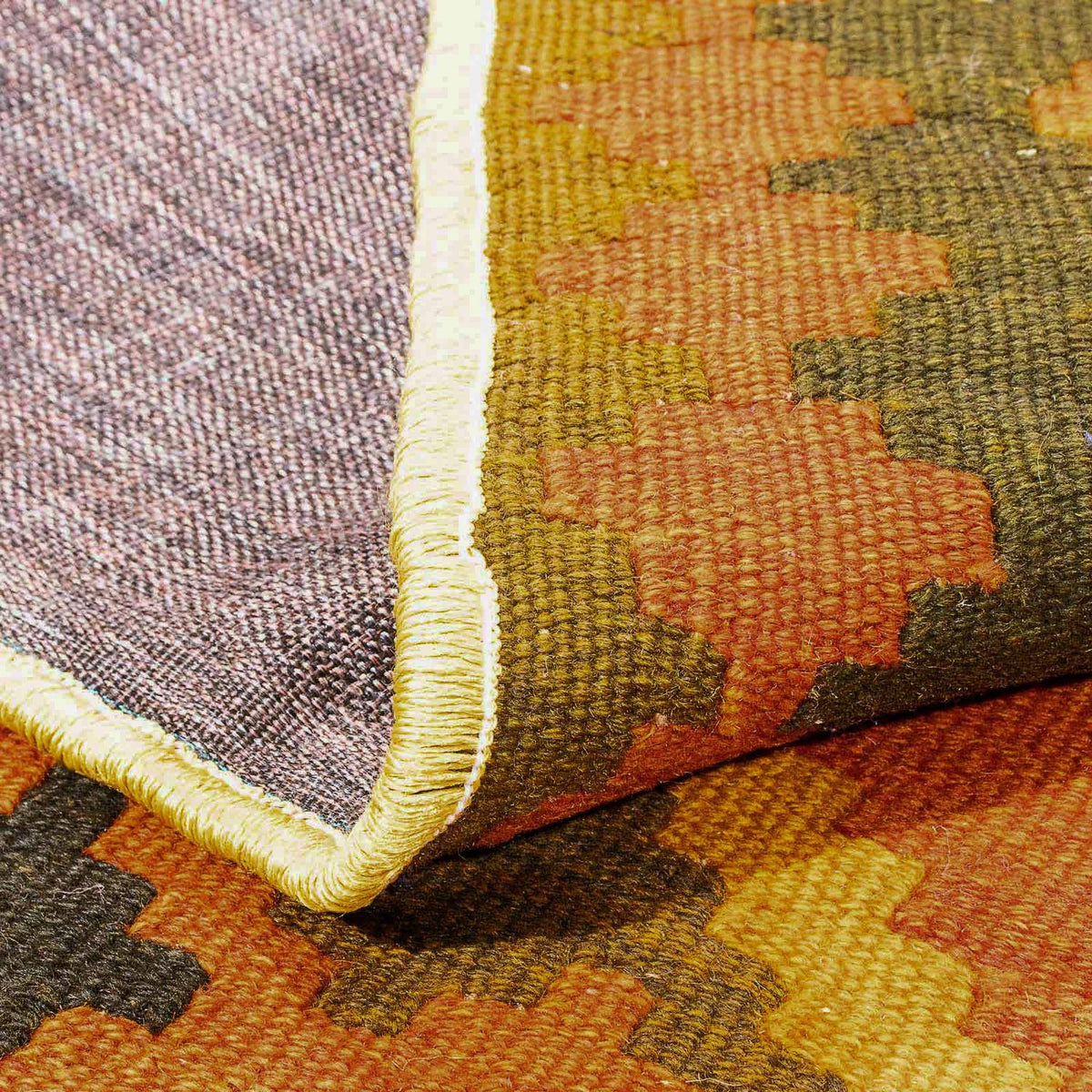 Kelim Carpet - orientalisk matta - 190 x 149 cm - guld