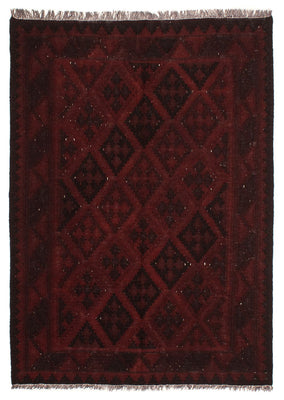 Kelim Carpet - orientalisk matta - 193 x 145 cm - mörkröd