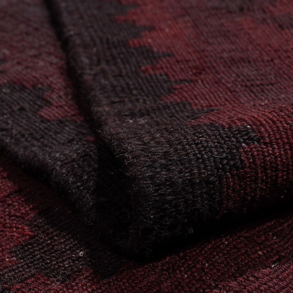 Kelim Carpet - orientalisk matta - 193 x 145 cm - mörkröd