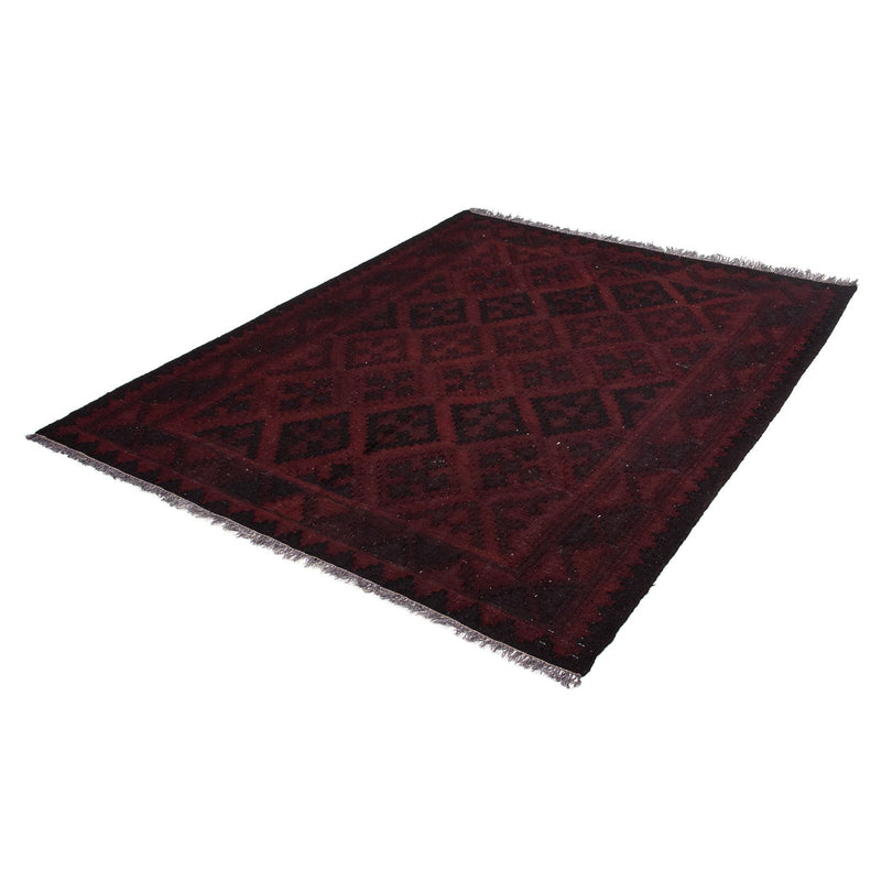 Kelim Carpet - orientalisk matta - 193 x 145 cm - mörkröd