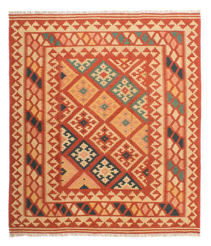 Kelim Carpet - orientalisk matta kvadrat  - 213 x 193 cm - flerfärgad