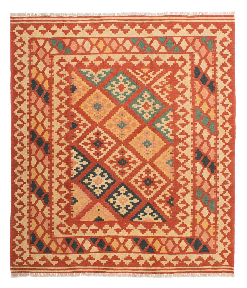 Kelim Carpet - orientalisk matta kvadrat  - 213 x 193 cm - flerfärgad