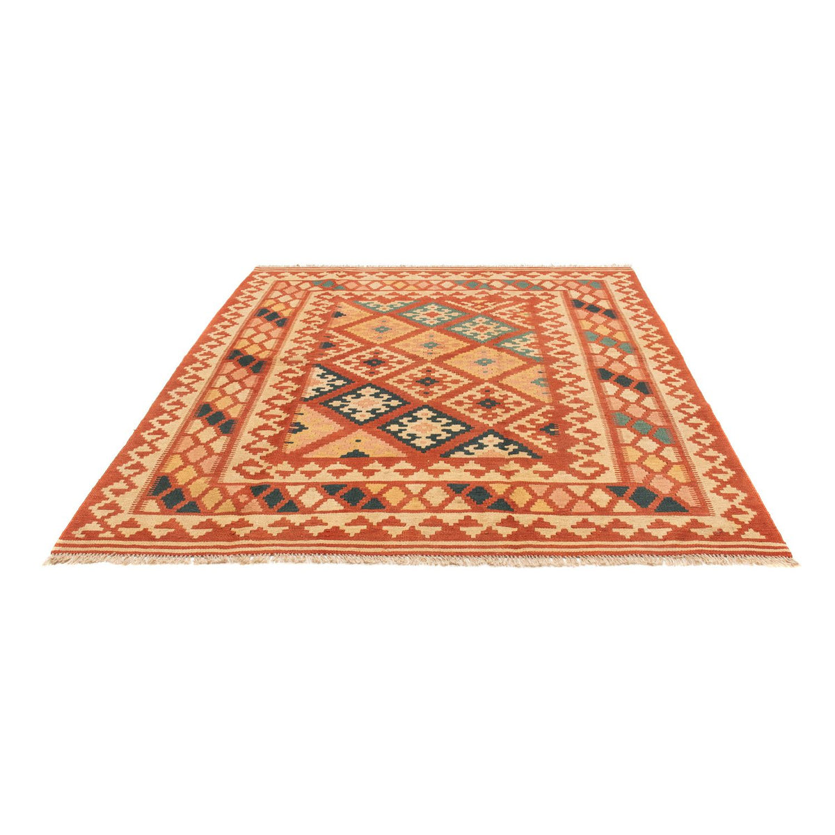 Kelim Carpet - orientalisk matta kvadrat  - 213 x 193 cm - flerfärgad