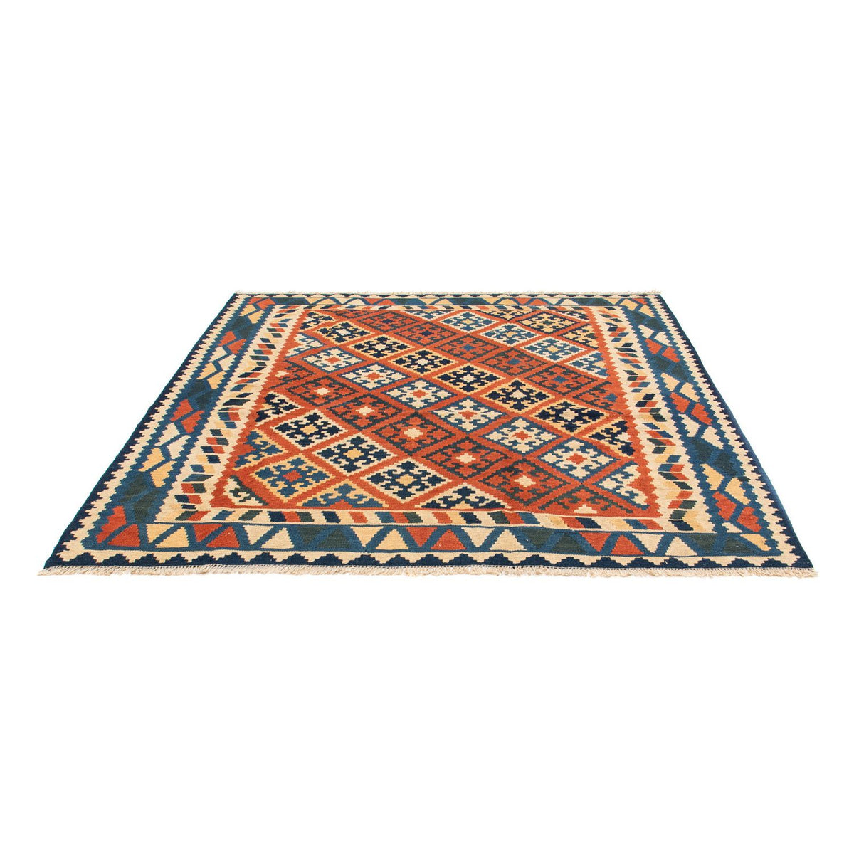 Kelim Carpet - orientalisk matta kvadrat  - 208 x 194 cm - flerfärgad