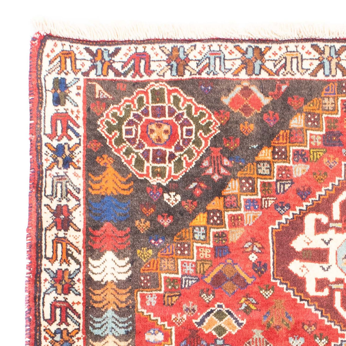 Persisk matta - Nomadic - 150 x 120 cm - mörkröd