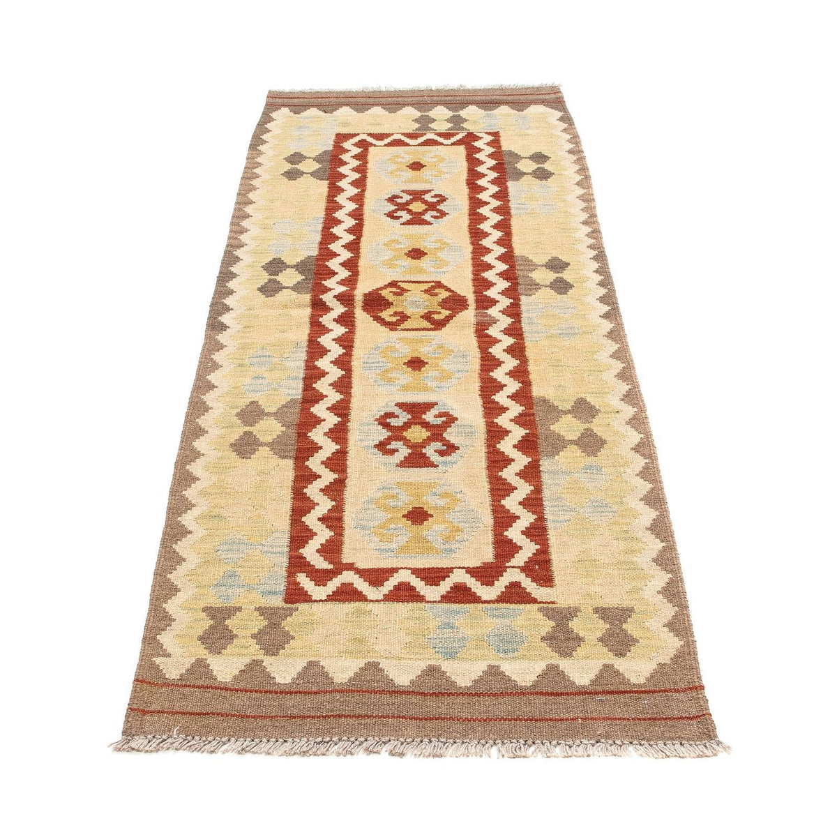 Runner Kelim Carpet - Splash - 193 x 63 cm - beige