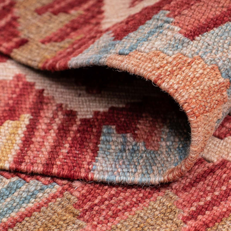 Runner Kelim Carpet - Splash - 384 x 75 cm - röd