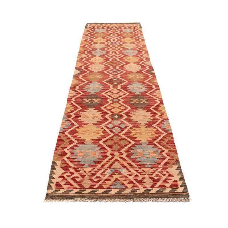 Runner Kelim Carpet - Splash - 384 x 75 cm - röd