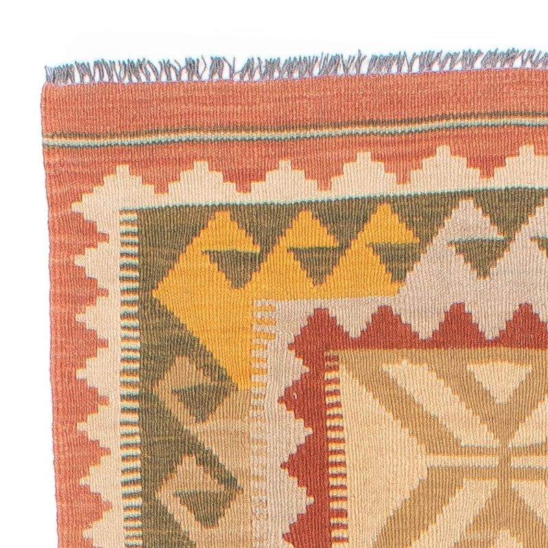 Runner Kelim Carpet - Splash - 306 x 82 cm - ljusröd