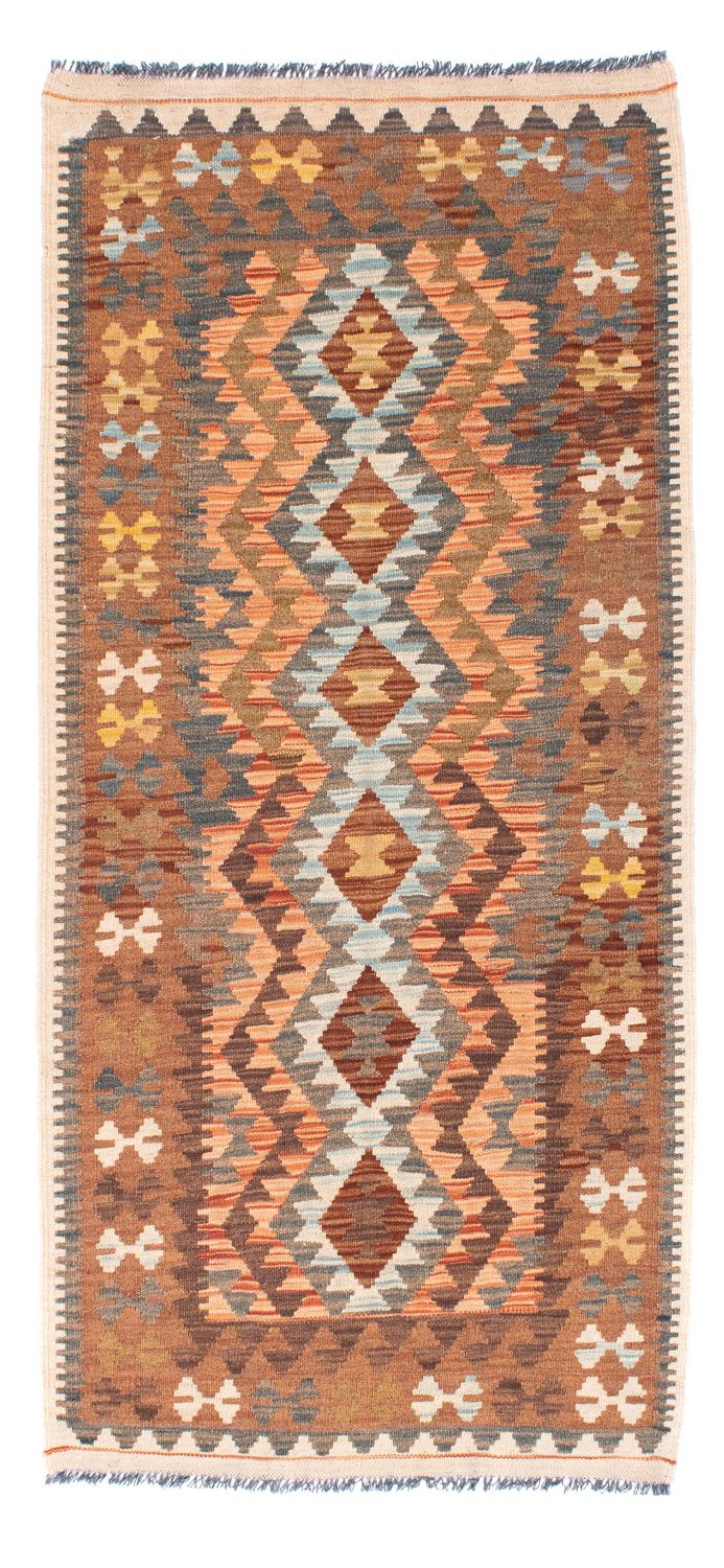 Runner Kelim Carpet - orientalisk matta - 199 x 88 cm - ljusbrun