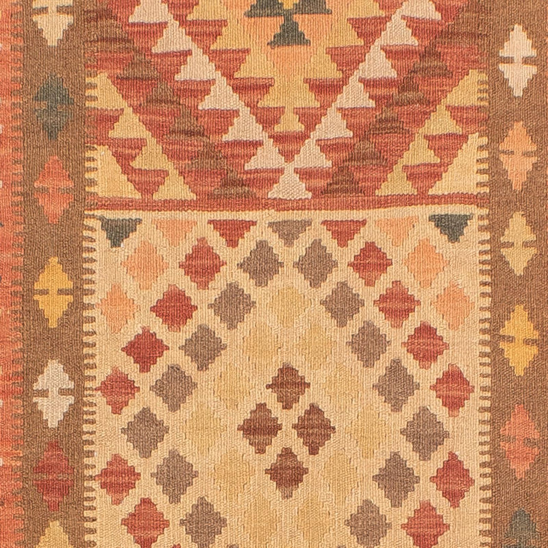 Runner Kelim Carpet - Splash - 407 x 91 cm - ljusröd