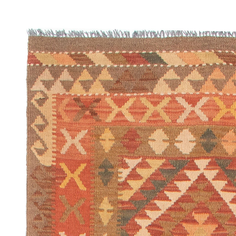 Runner Kelim Carpet - Splash - 407 x 91 cm - ljusröd