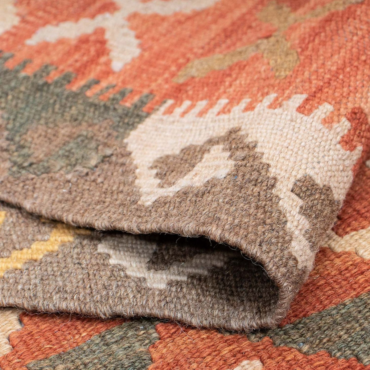 Runner Kelim Carpet - Splash - 407 x 91 cm - ljusröd