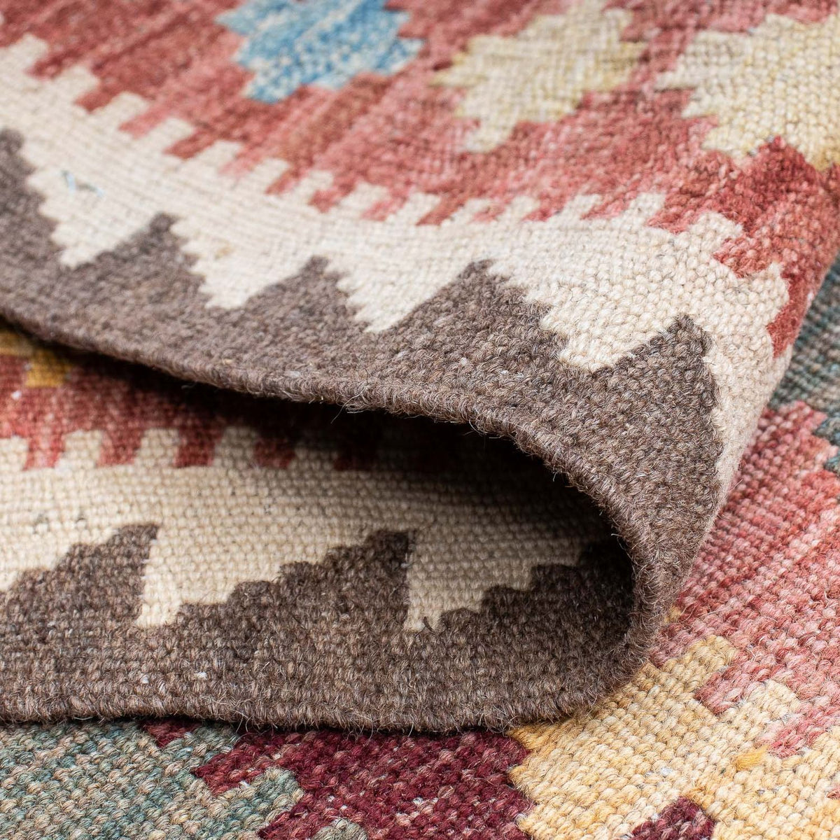 Runner Kelim Carpet - Splash - 200 x 65 cm - ljusröd