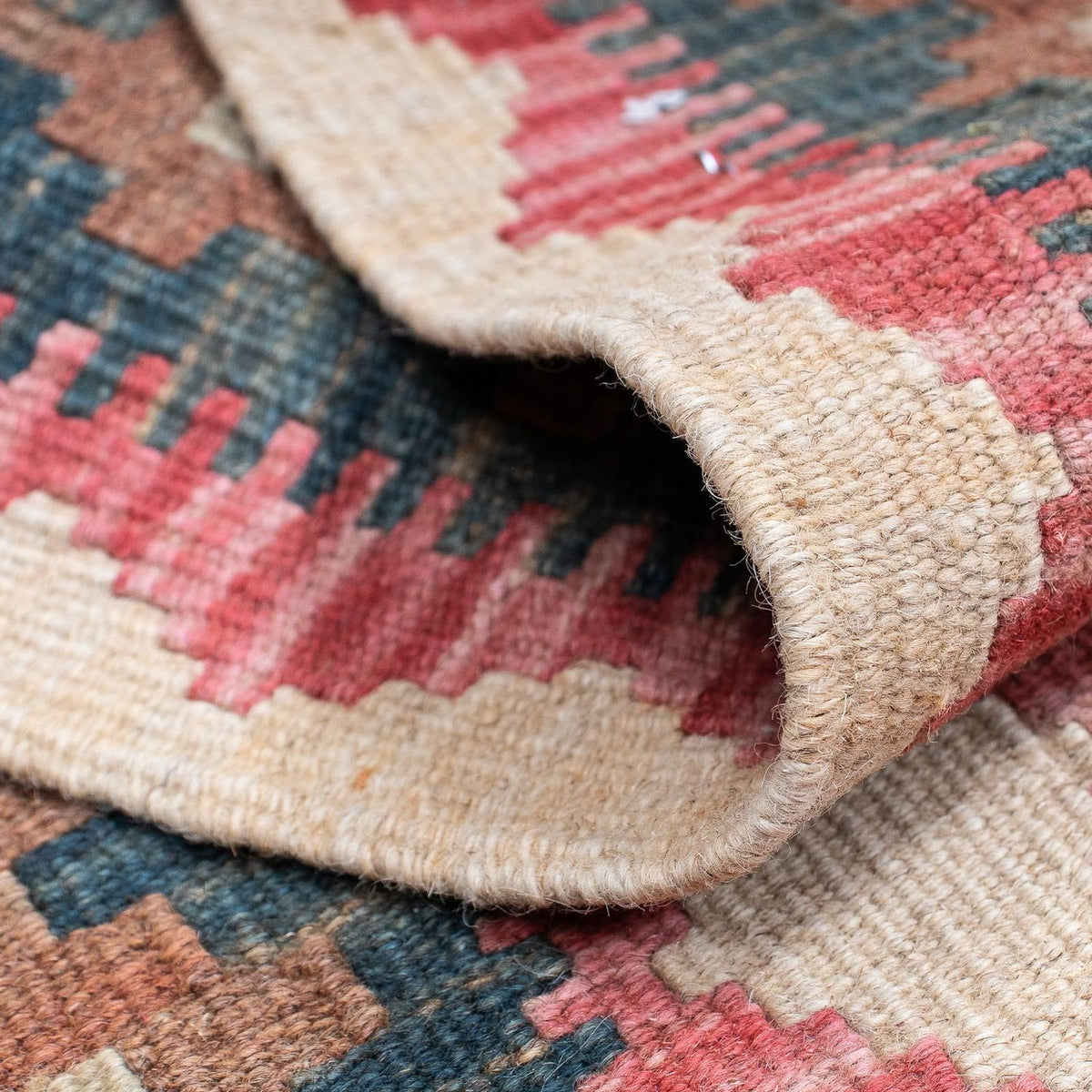 Runner Kelim Carpet - Splash - 203 x 60 cm - ljusröd