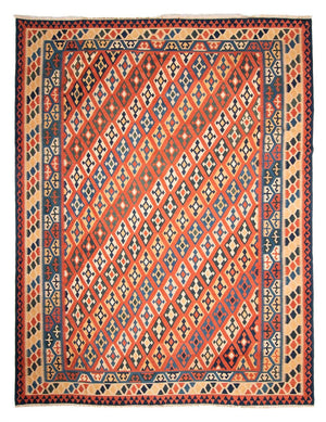 Kelim Carpet - orientalisk matta - 388 x 308 cm - flerfärgad