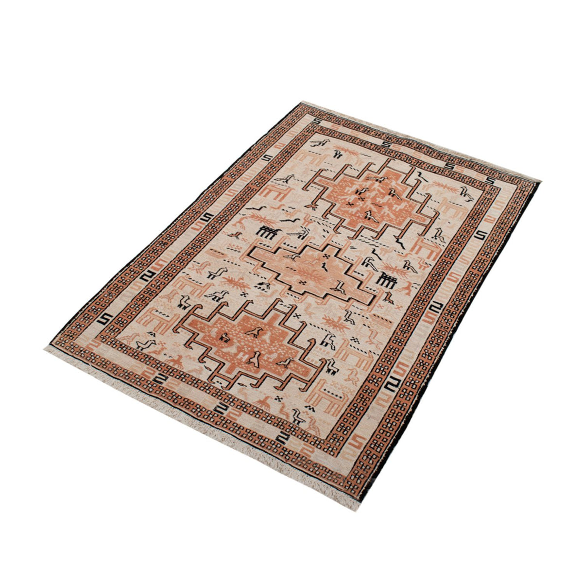Kelim Carpet - orientalisk matta - 100 x 71 cm - beige