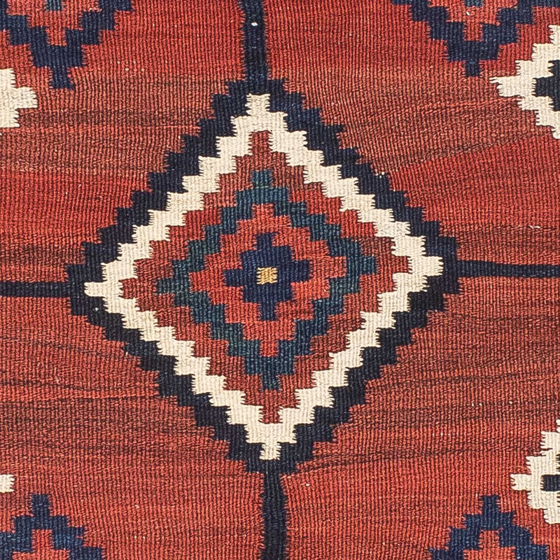 Kelim Carpet - orientalisk matta kvadrat  - 144 x 132 cm - mörkröd