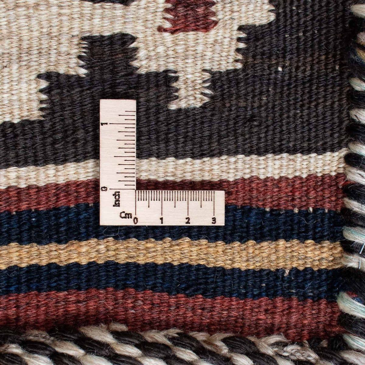 Kelim Carpet - orientalisk matta kvadrat  - 144 x 132 cm - mörkröd