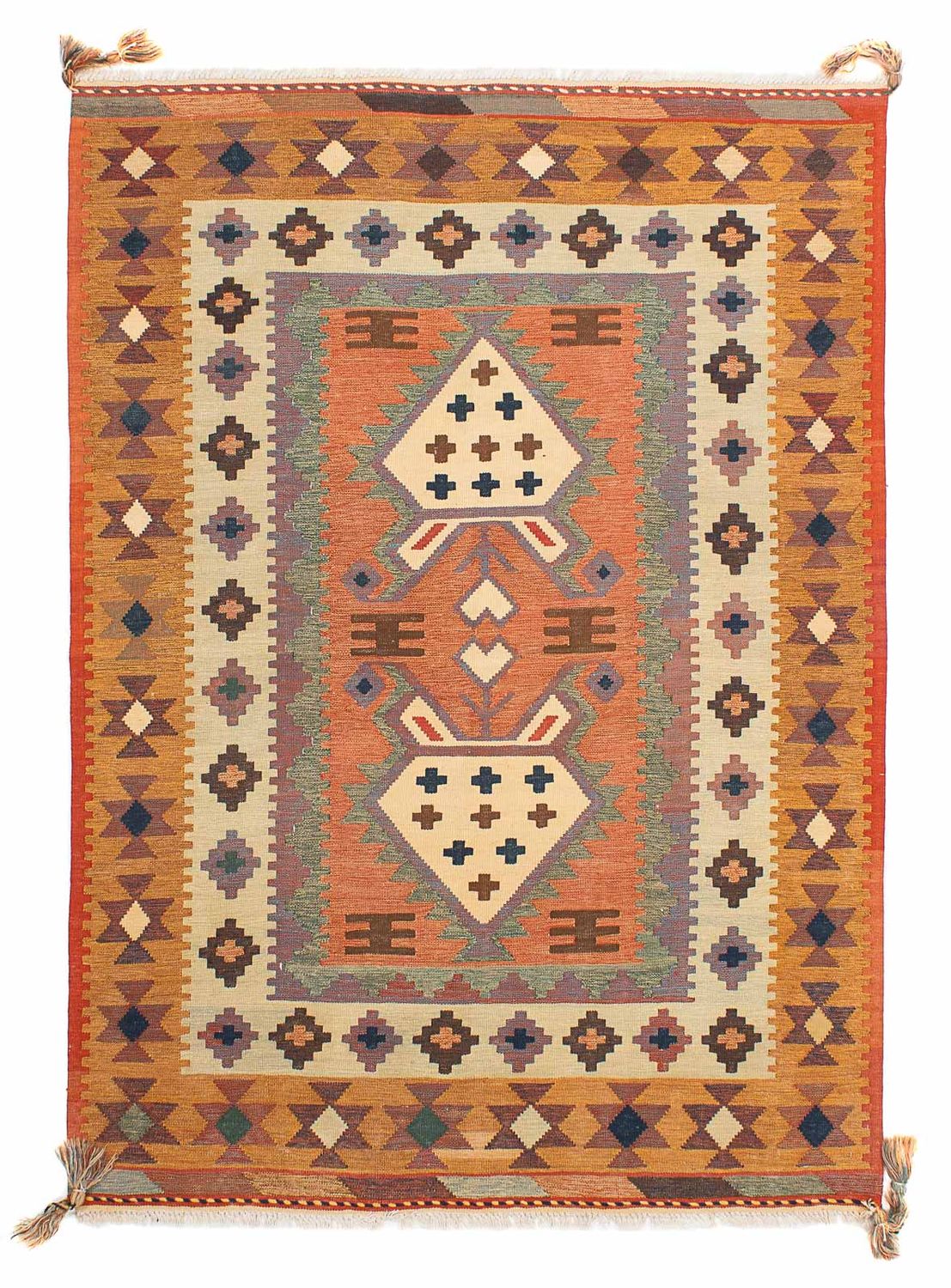 Kelim Carpet - orientalisk matta - 205 x 144 cm - flerfärgad