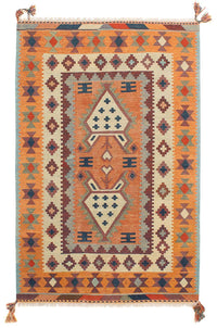 Kelim Carpet - orientalisk matta - 212 x 143 cm - flerfärgad