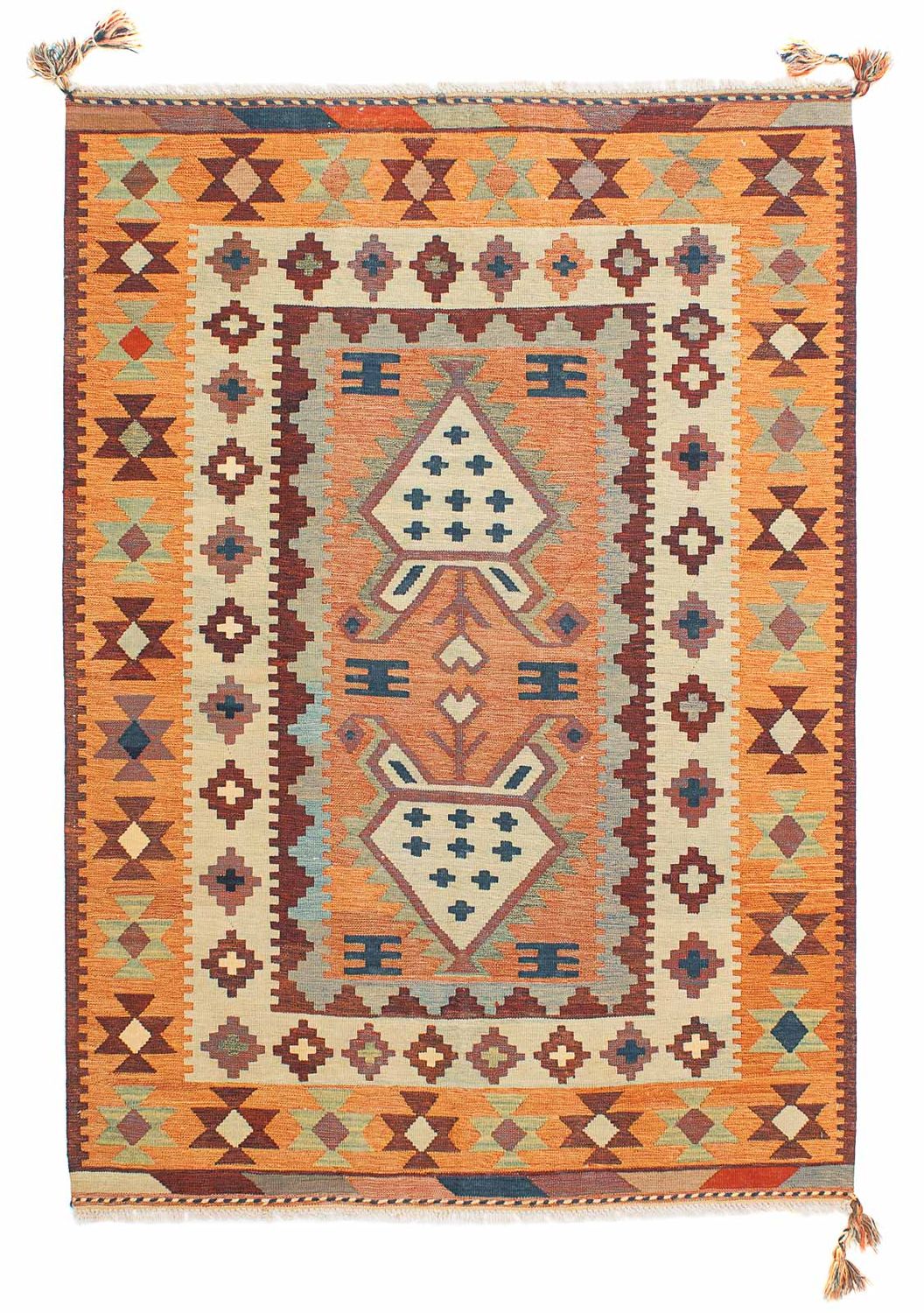 Kelim Carpet - orientalisk matta - 208 x 143 cm - flerfärgad