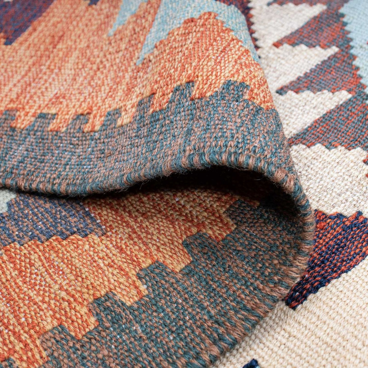 Kelim matta - trendig - 203 x 146 cm - flerfärgad