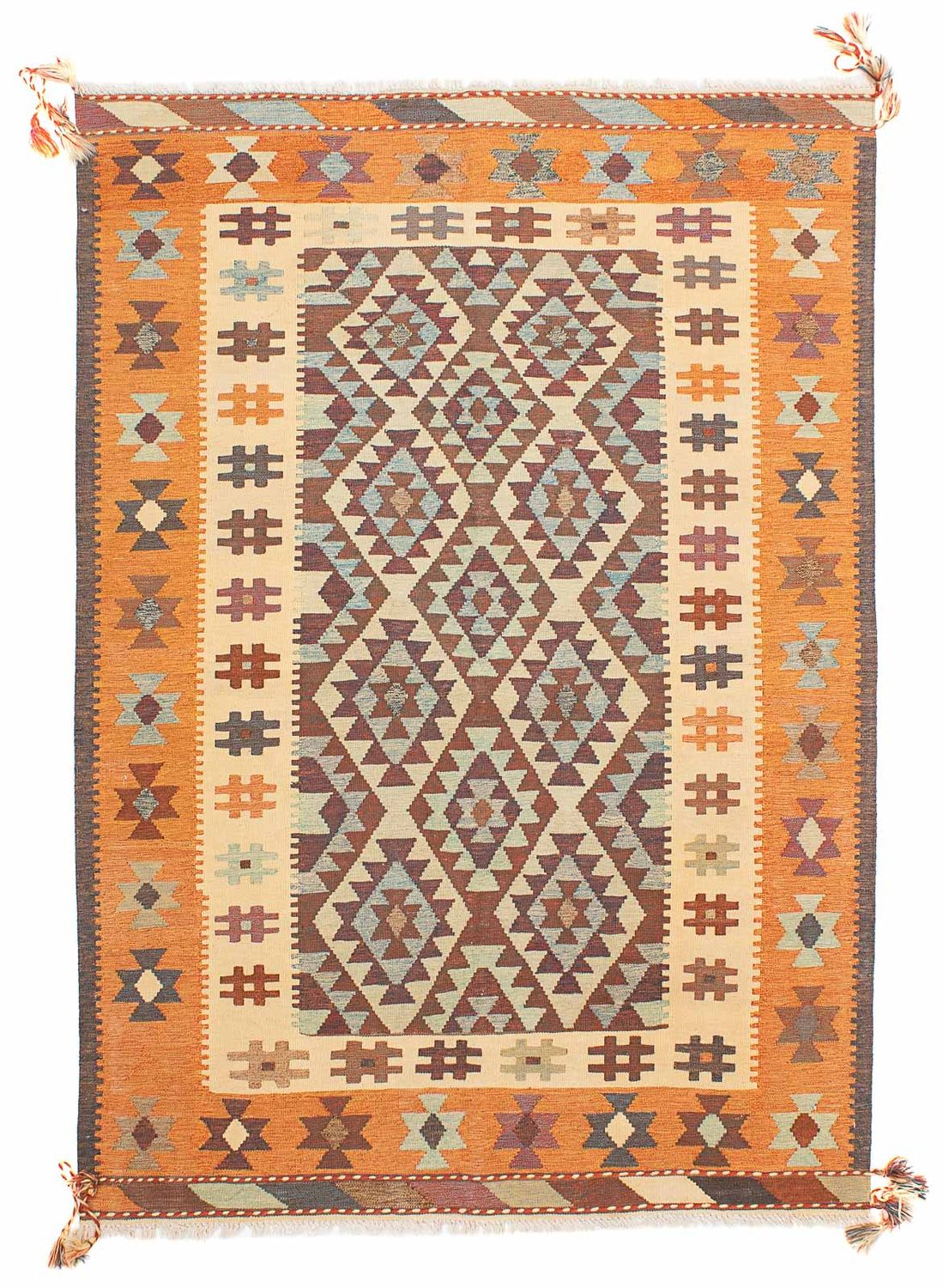 Kelim Carpet - orientalisk matta - 202 x 140 cm - flerfärgad