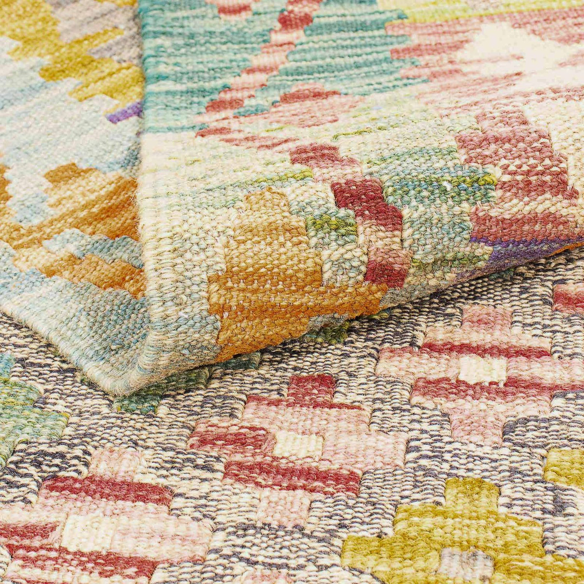 Kelim Carpet - Splash - 241 x 202 cm - flerfärgad