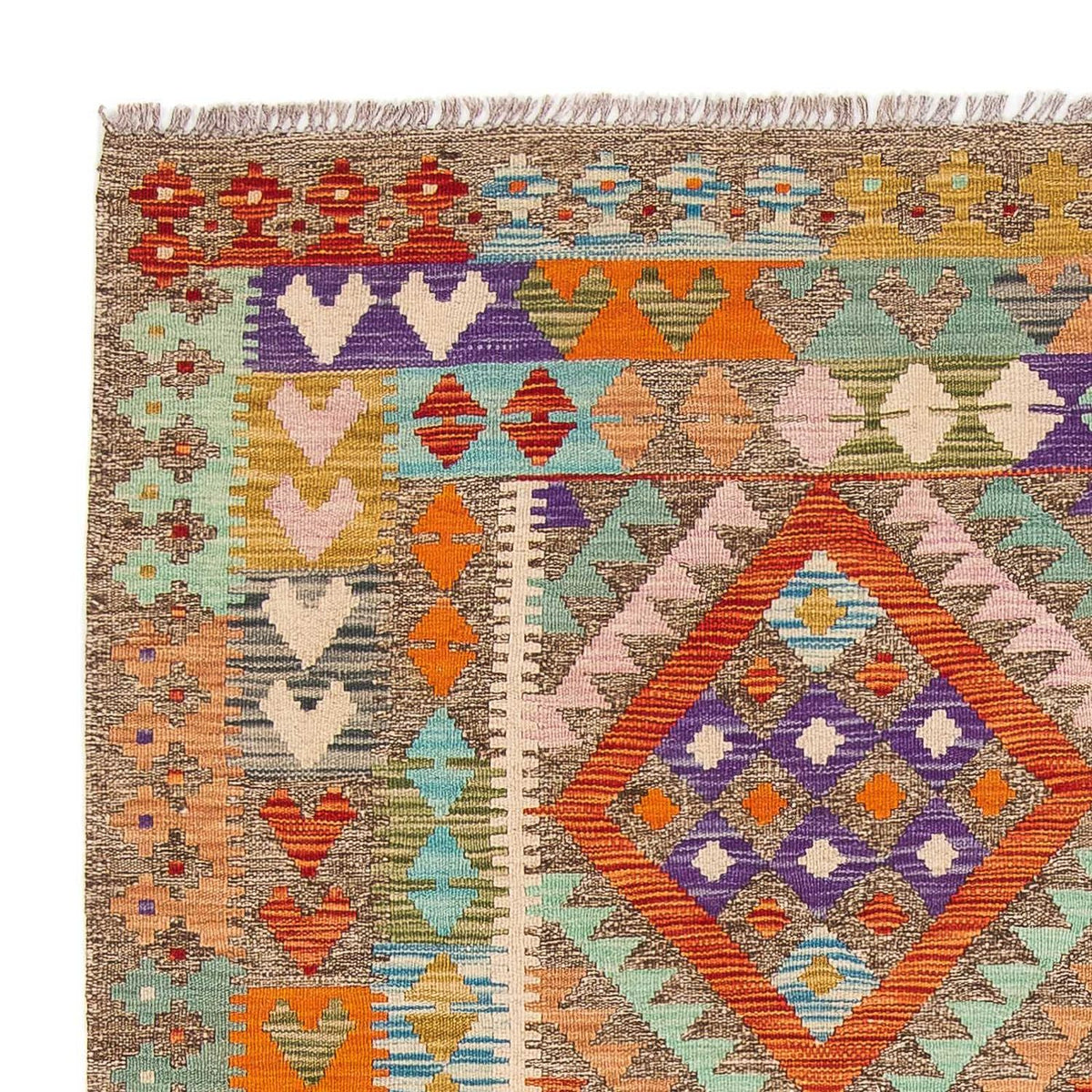 Kelim Carpet - Splash - 194 x 154 cm - flerfärgad