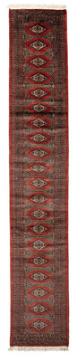 Runner Afghansk matta - Bukhara - 400 x 63 cm - mörkröd