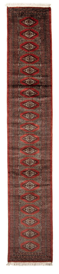 Runner Afghansk matta - Bukhara - 400 x 63 cm - mörkröd