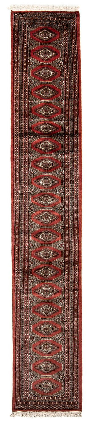 Runner Afghansk matta - Bukhara - 400 x 63 cm - mörkröd