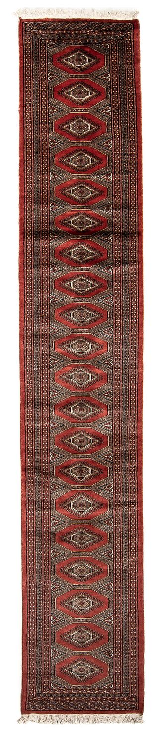 Runner Afghansk matta - Bukhara - 400 x 63 cm - mörkröd