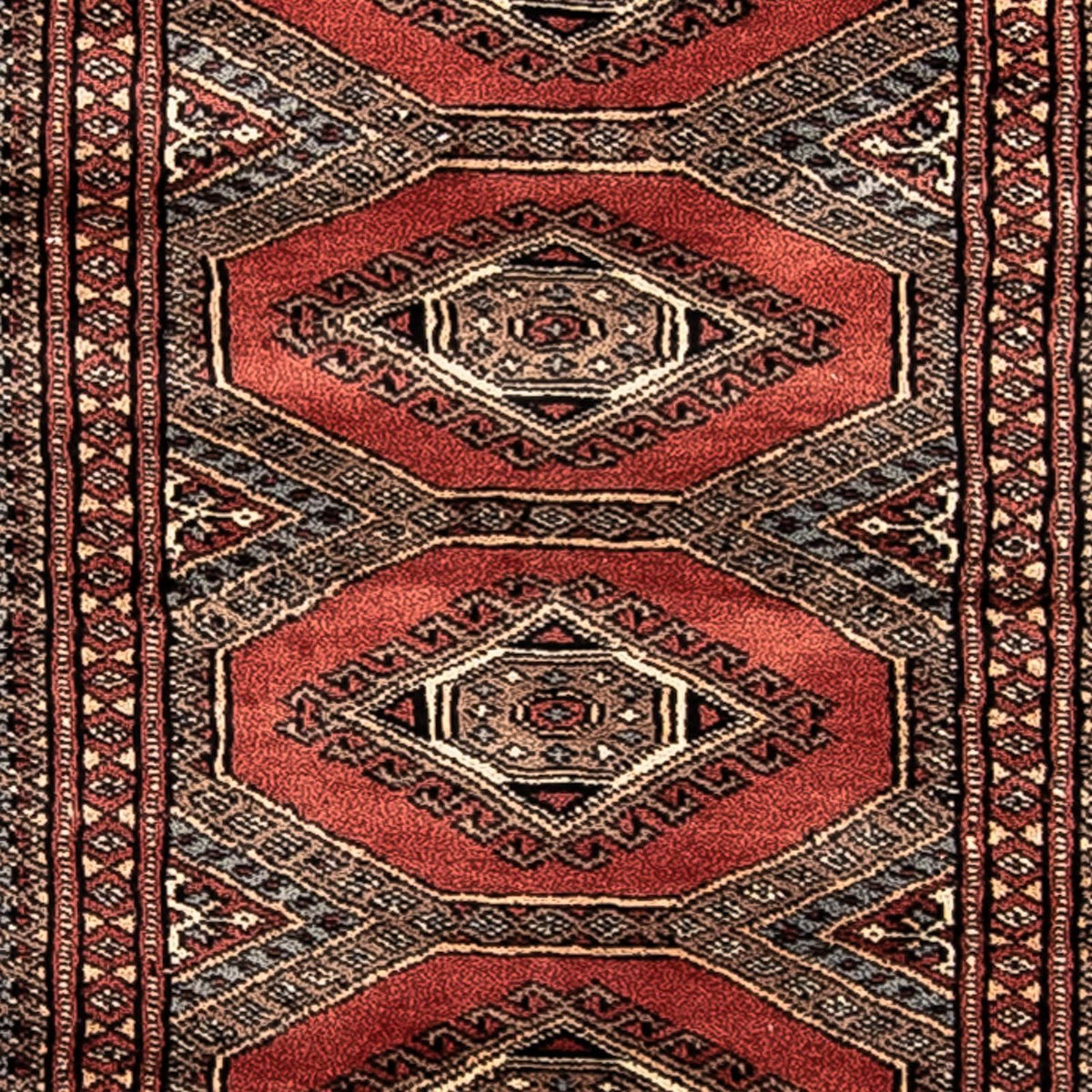 Runner Afghansk matta - Bukhara - 400 x 63 cm - mörkröd