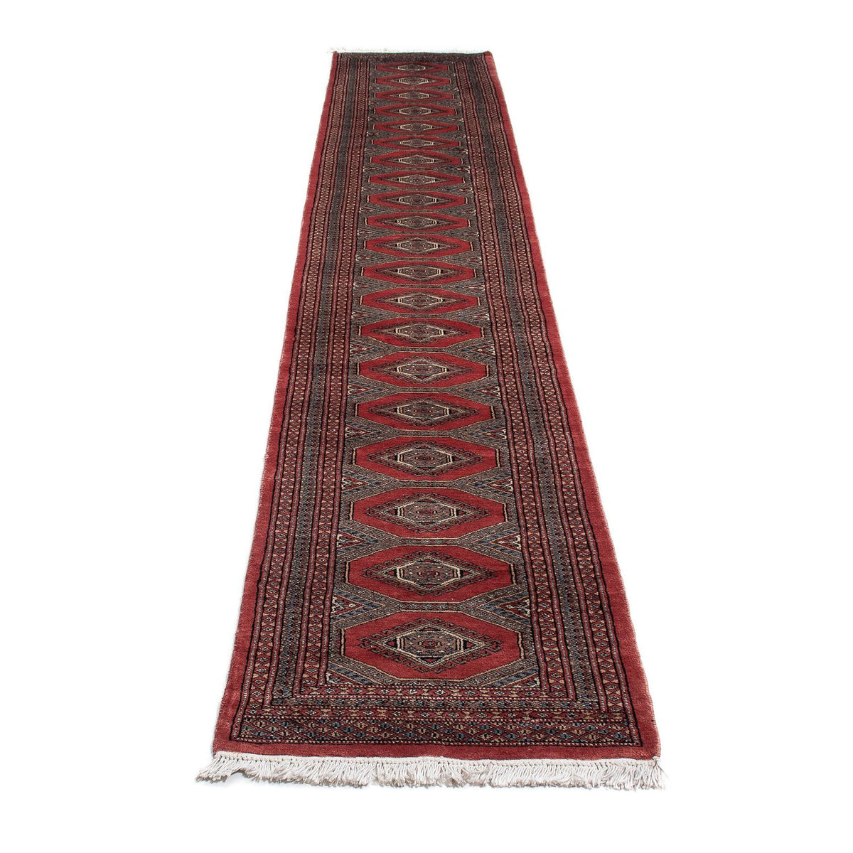 Runner Afghansk matta - Bukhara - 400 x 63 cm - mörkröd