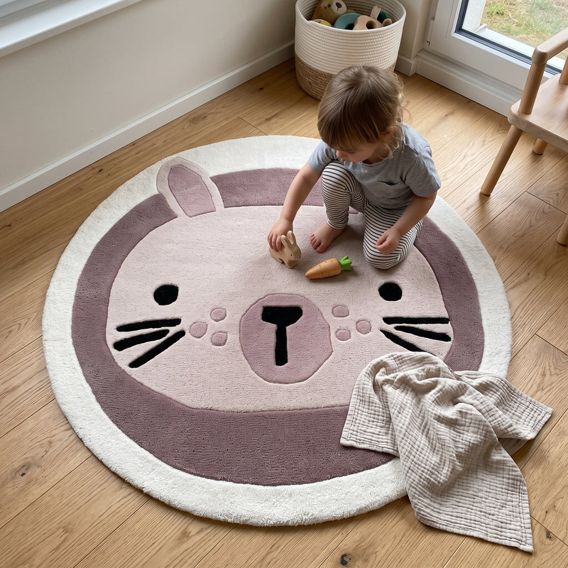 Kinderteppich Hase rund